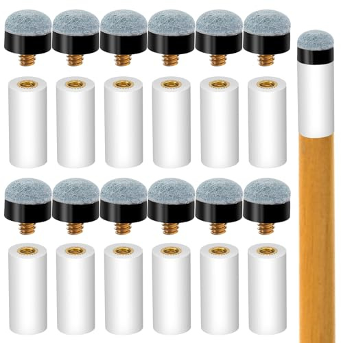APLZGMG 12 Stück Billard Queue Spitzen Ersatz Schraub Tipps | 13 mm Billardqueue Spitzen, Billard Queue Zubehör mit Pool Zwinge für Snooker und Pool Billardstöcke