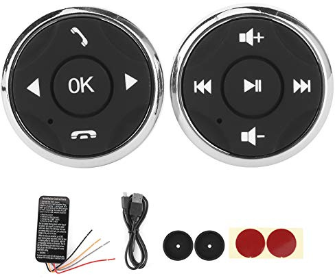 Phefop Controllo del Volante, Pulsante del Volante Multifunzione Ricaricabile Tramite USB, Telecomando Wireless con Portata di 5 M per Lettore Multimediale per Auto Android Wince
