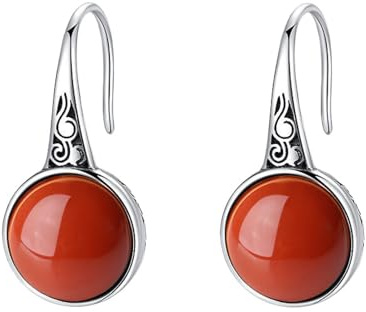 Soup Spoon Hoop Drop Earrings For Women Girls - Dangle Withhetian Jade Red Agateearrings, Hoops Presents Christmas Anniversary Birthd