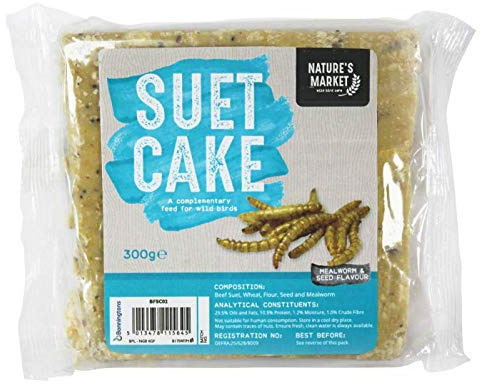 Seed and Mealworm Suet Cake - Wild Garden Bird feed.
