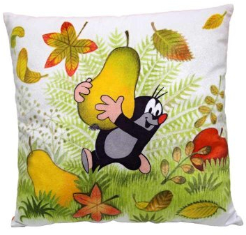 Trullala Kuschelkissen, der kleine Maulwurf, aus der ''Sendung mit der Maus'' 30 x 30 cm Motiv: Herbst