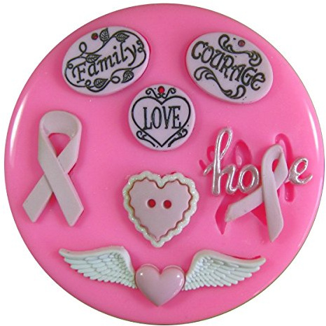 Awareness Ribbon Cancer Research Courage Hope Love Family Silicone Mould Mold for Cake Decorating Cake Cupcake Toppers Icing Sugarcraft Tool by Fairie Blessings