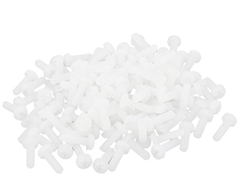 sourcing map 100 Stück M2,5 x 8mm Nylon 6/6 Zylinder-Kopf Kreuzschlitz Machine Schrauben de