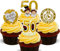 Golden Wedding 50th Anniversary Edible Cupcake Toppers - Stand-up Wafer Cake Decorations (Pack of 12)
