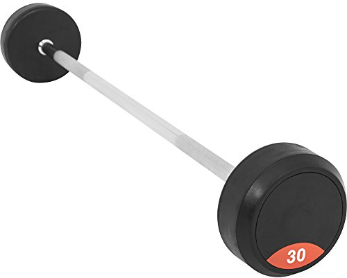 GORILLA SPORTS® Gummi Langhanteln - 10kg, 12,5kg, 15kg, 20kg, 25kg, 30kg, 35kg, 40kg, 45kg, 50kg Gewichte, mit/ohne Ablage, Stange verchromt und gerändelt - Rubber Barbells, Hantelset, Langhantel Set