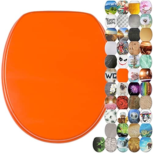 Sanilo Soft Close Toilet Seat, Wide Choice of New Toilet Seats, Stable Hinges, Easy to Mount (Orange)
