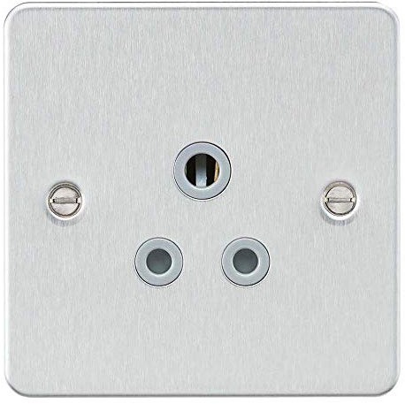 Knightsbridge FP5ABCG Flat Plate Unswitched Socket, Silver