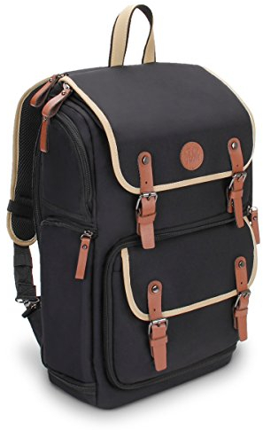 GOgroove Kamera Rucksack für Spiegelreflexkameras: DSLR Backpack ideal für Reisen, ausreichend Platz für Kamera & Zubehör, sowie Laptop und Stativhalter & wetterfestem Regenschutz, Schwarz