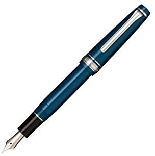 Sailor Professional Gear Slim Silver Fountain Pen, Metallic Blue