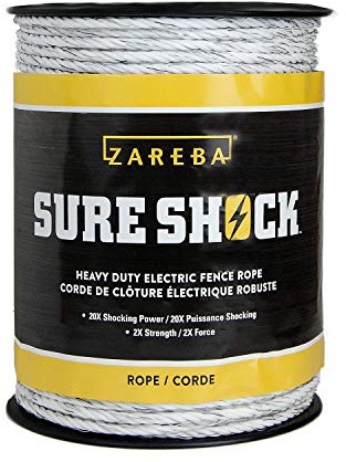 ZAREBA HDR656WA-Z 199 m 8 mm elektrisk stängsel kraftig säker chock polyrep, vit