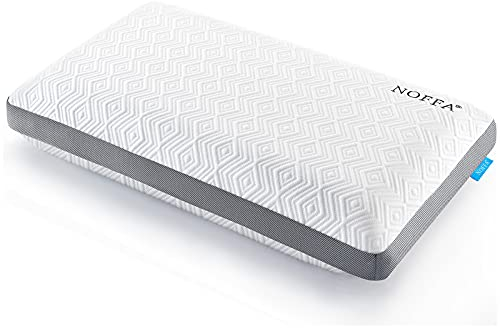 NOFFA Flat Soft Memory Foam Pillow for Neck Support, Ortopedic Pillow for Sleeping, Side Back Sleeper Soft Support Cervical (70 x 38 x 12 cm)