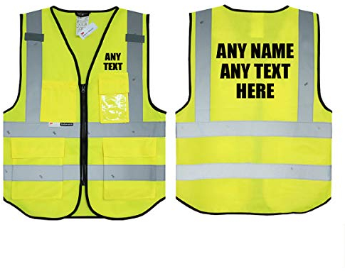UNIGIFT Personalisierte Salzmann 3M Warnweste mit Text oder mehrfarbigem Logo und mehreren Taschen, hergestellt mit 3M Reflektierendem Material - Gelb hochsichtbar Sicherheitsweste Arbeitsweste