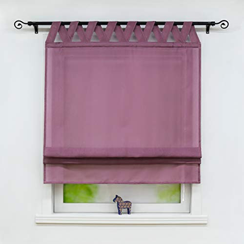 Joyswahl Raffrollo Halbtransparentes Unifarbiges Bändchenrollo »Mila« Schals mit Schlaufen Fenster Vorhänge BxH 140x140cm Violett 1er Pack