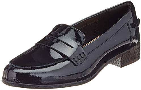 Clarks Women's Hamble Loafers, Black Pat Black Patent, 3 UK