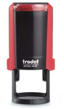 Trodat - Printy 4630 – runder Custom Stempel mit Wunschtext personalisieren, hier gleich online gestalten Gehäusefarbe rot – Adresstempel - Firmenstempel - mit Wunschtext – 30 mm -