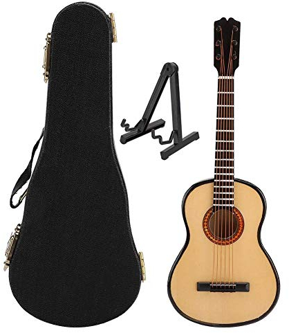 1/6 Action Figuren Gitarre Modell Holz Gitarre Dekoration Musik Instrument Modell 12 Zoll Puppe Zubehör Weihnachtsgeschenke für kinder(17cm Guitar)