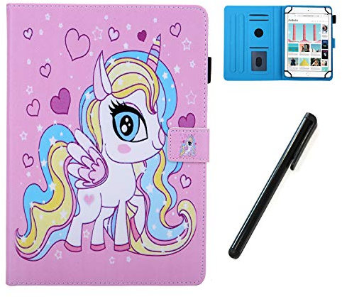 HereMore Funda 8 Pulgadas Universal, Carcasa Antigolpes Estuche Folio Cubierta Protectora para Samsung Galaxy Tab A 8/S2 8.0, Lenovo Tab E8/Tab 4 8, Yuntab H8, Huawei Mediapad T3 8, Unicornio