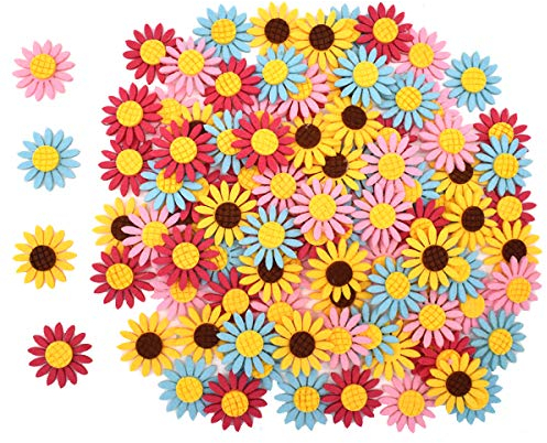 Liwein Selbstklebende Filz Blumen,Schaumstoff Sticker Stoff Blumen Verschönerungen DIY Stoff-Verzierung für Collage-Karten zum Basteln Handwerk Geburtstagsfeier Dekoration Gemischte Farben(100 Stück)