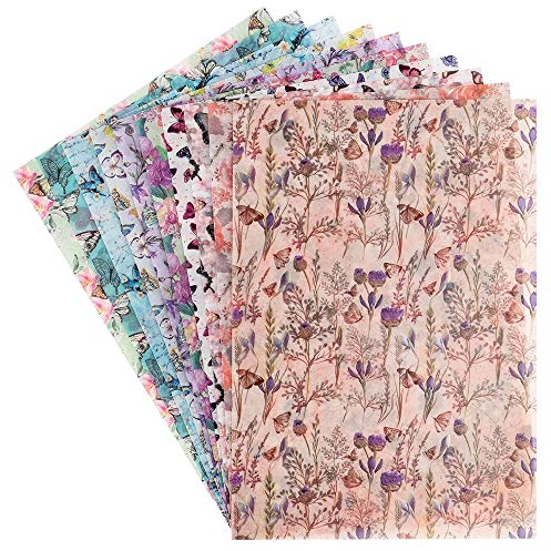 Ideen mit Herz Dekorpapier | Motiv-Transparentpapiere Deluxe | geprägt | farbig | Spotlack-veredelt | DIN A4 | 150g/m² | 10 Bogen | Bastelpapier mit Muster (Schmetterlinge)