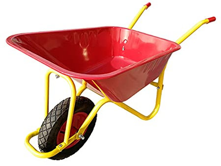 Brouette de jardin chariot transport feuilles bois construction chantier métal zingué roue Solid wheel profil Brouette de Jardin Chariot de Transport Tout-Terrain 150 kg