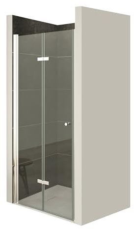 Moments of Glass Mampara de ducha puerta plegable rango de ajuste de 76-80cm altura: 195 cm de vidrio transparente templado de seguridad de 6mm perfiles de aluminio chrome – DK822