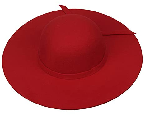 VPbao Wollhut mit breiter Krempe, Filz, Fedora-Hut, Damenhut, Schlenker-Glocke, Derby, Kirche, Party, Hüte – faltbar, Rot für Erwachsene, Einheitsgröße
