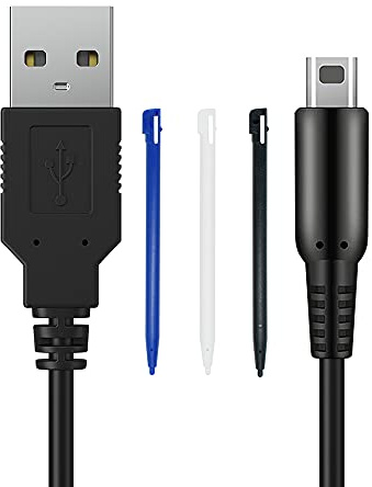 DSi - Kit di cavi di ricarica USB, cavo di ricarica DSi e penna stilo compatibile con Nintendo DSi, cavo di ricarica Play and Charge per DSi, con 3 penne stilo