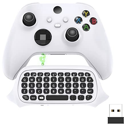 FASTSNAIL Keyboard compatible with Xbox Series X/S/Xbox One/One S Controller,2.4G USB Gamepad keyboard with Headset Jack and 3.5mm Audio Jack,for QWERTY Keyboard Mini Digital Keyboard(White)