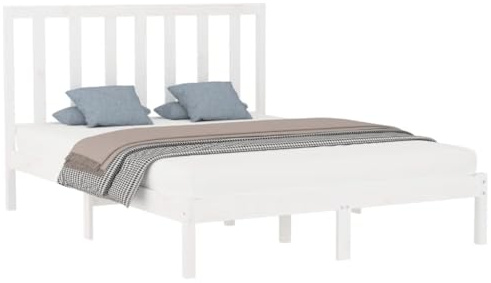 vidaXL Massivholzbett Bettgestell Doppelbett Bett Holzbett Bettrahmen Lattenrost Schlafzimmermöbel Schlafzimmerbett Weiß 160x200cm