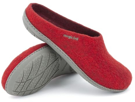 Magicfelt 736 Filzpantoffel für Damen & Herren aus 100% Merinowolle Rubin, 38