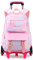 Tanou Mochila con Ruedas Niña, Ligero Mochilas Escolares Infantil con Ruedas, Mochila con Carro para Escolar Viajes, 16 Pulgadas, Estrellas Rosa