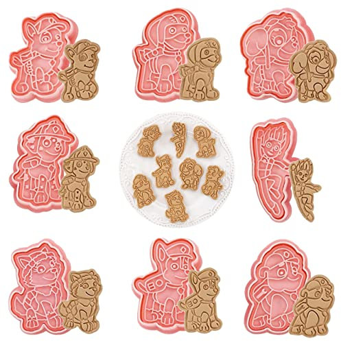 3D Molde Galletas 8 Piezas Cortadores de Galletas, Moldes Galletas Infantiles, Cartoon Cookie Cutter, para Hornear Galletas Fondant Decoración de Pasteles (C)