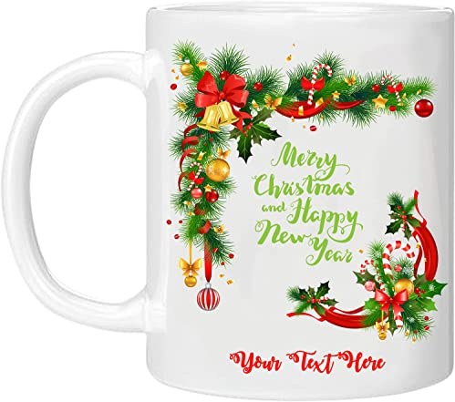 EKAM Personalised Christmas Mug, Santa Coffee Mug Cup - Custom Any Name Coffee Mug - Customised Gift on Christmas Day for Mom, Dad, Kids, Friends or Girls, 11oz Ceramic Coffee/Tea Cup (Design 03)