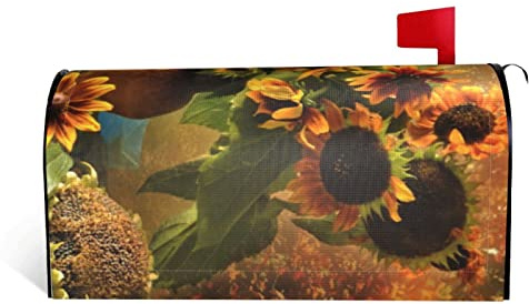 Vase Sunflower Magnetic Mailbox Cover Garden Yard Home Decor for Outdoor Standard Size-18X 20.8