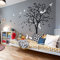 Großer Baum Wandaufkleber mit Vögeln, Eichhörnchen und Kaninchen Hasen Kinderzimmer Wanddekoration 095 (Schwarz, Weiß)