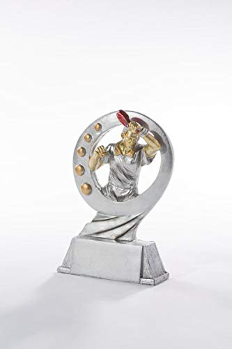 eberin · Tischtennis-Pokal, Resinfigur Tischtennis Herren, Silber Gold und rot, mit Wunschtext, Größe 17 cm