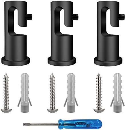 OASHISU Decentratore a J da Soffitto per Cavi Elettrici, Decentratore a Soffitto, Decentratore Cavo Elettrico, Decentratore Lampadario, Gancio da Soffitto o Parete, Fermacavo, 3 PEZZI (NERO)