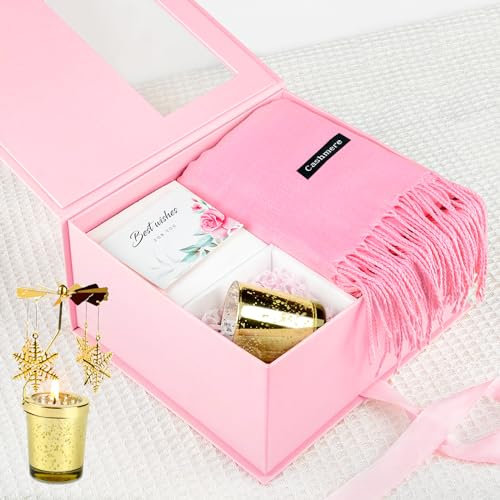 Valentinstag Jahrestag Geschenk für Sie, Duftkerze Geschenkbox Frauen Freundin mit Drehbarer Kerzenhalter, Kaschmir Schal, Geburtstag Liebesgeschenk Valentinstagsgeschenk für Sie Mama