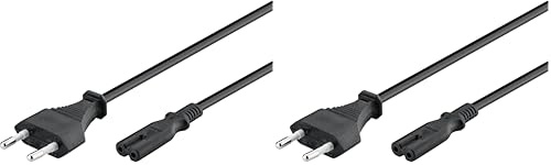 Goobay 97359 - Cable de alimentación 0,5 m, Negro (Paquete de 2)