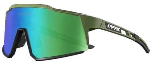 KAPVOE Polarisiert Fahrradbrille Uv400 Schutz TR90 Rahmen Sportsonnenbrille Sportbrille für Herren Damen Sport Radfahren MTB Radbrille Fahren Baseball Radsport Laufen Blau Weiß 20