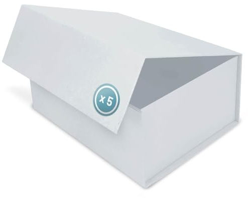 Verpackungswelt Geschenk-Box Mit Deckel | 45 x 35 x 20 cm (5er Pack) | Karton Mit Magnet-Verschluss | Perfekt für Geburtstag, Hochzeit, Weihnachten, Geburt | Verpackung in Weiß