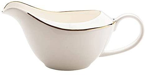 Sahnekännchen, Butterkanne, weiße Sauciere mit Goldrand, Sauciere-Milchkännchen mit Griff, Kaffee 400 ml Hochtemperatur-Brennmilch-Sahnekännchen