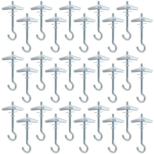 NAMYEUT MUKLEI 30 ganci a molla ad ala in acciaio al carbonio, ganci da soffitto M5 in cartongesso, resistenti ganci da soffitto per piante, 9 cm di lunghezza