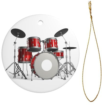 Coole Trommel-Set, Druck, Weihnachtsbaum, Keramik, zum Aufhängen, runde Form, Weihnachtsbaum-Anhänger, Versammlungen, Party-Dekoration