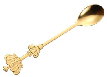 Double Crown Spoon, Golden Stainless Steel Crown Coffee Spoon Unique Design, Premium Material, Elegant Color for Coffee, Tea, Ice Cream, with Great Option for Friends and Family