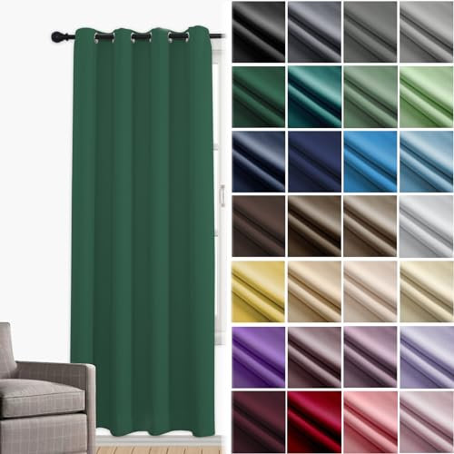 Rideau Occultant à Œillets - Isolant Thermique, Opaque, Anti-Bruit pour Fenêtre, Chambre, Salon, Balcon, Cuisine - 86 x 114cm (L x H) Vert Armée