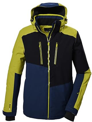 killtec Herren Skijacke/Funktionsjacke mit abzippbarer Kapuze und Schneefang KSW 70 MN SKI JCKT, dunkellime, L, 41957-000