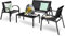KOMFOTTEU Ensemble de Salon de Jardin 4 Pièces pour 4 Personnes, Mobilier d’Extérieur avec 2 Chaises, 1 Canapé et 1 Table Basse, Meubles de Terrasse pour Cour, Patio, Balcon (Noir)
