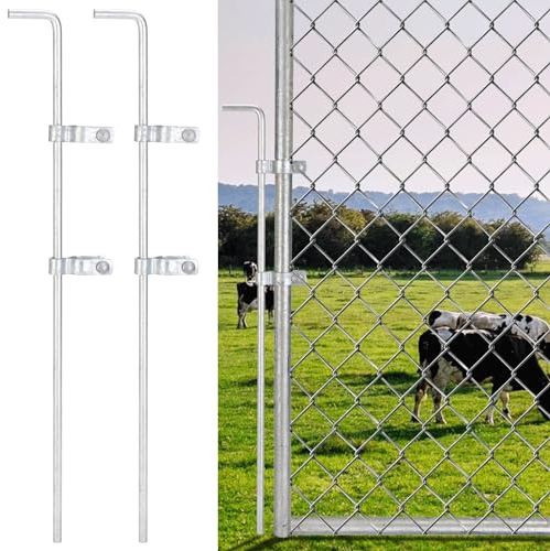 Tor-Stange für Maschendrahtzaun, 81,3 x 4,8 cm, robuste Stockschraube, verzinkter Stahl, Hardware-Bodenriegel für Einzel- oder Doppeltor im Hof, Garten, Bauernhof, 2 Stück