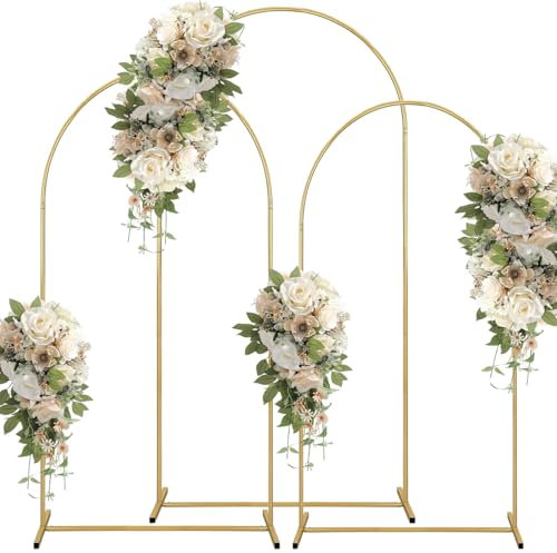 Duscdesp Metal Arch Backdrop Stand - 6FT, 5FT, 4FT Gold Wedding Arch & Balloon Stand